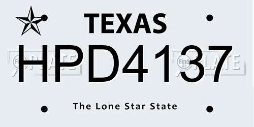 HPD4137 Texas License Plate