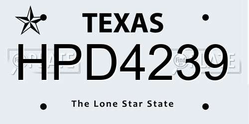 HPD4239 Texas License Plate
