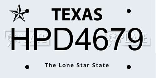 HPD4679 Texas License Plate