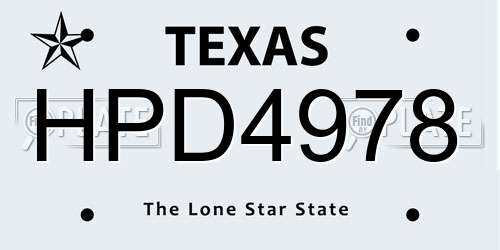 HPD4978 Texas License Plate