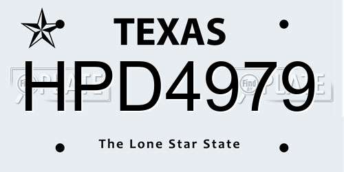 HPD4979 Texas License Plate
