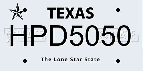 HPD5050 Texas License Plate