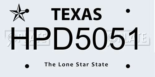 HPD5051 Texas License Plate