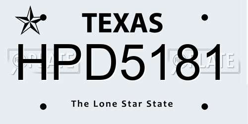 HPD5181 Texas License Plate