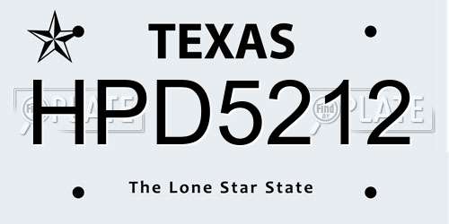 HPD5212 Texas License Plate