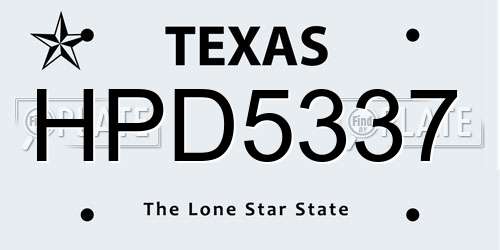 HPD5337 Texas License Plate