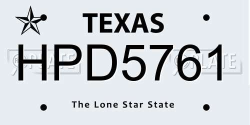 HPD5761 Texas License Plate