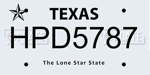 HPD5787 Texas License Plate