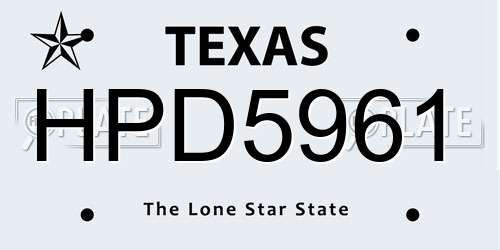 HPD5961 Texas License Plate