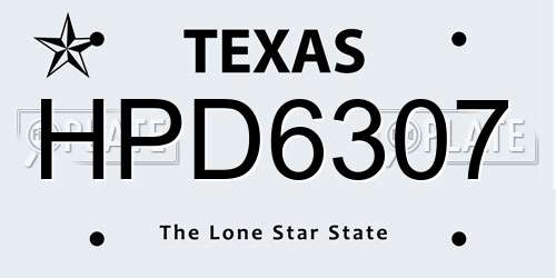 HPD6307 Texas License Plate