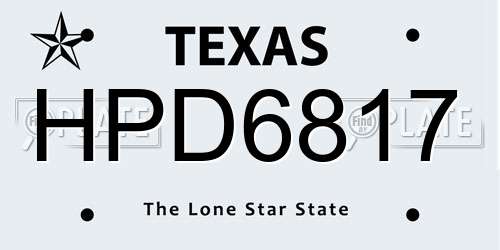 HPD6817 Texas License Plate