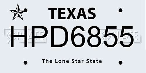 HPD6855 Texas License Plate