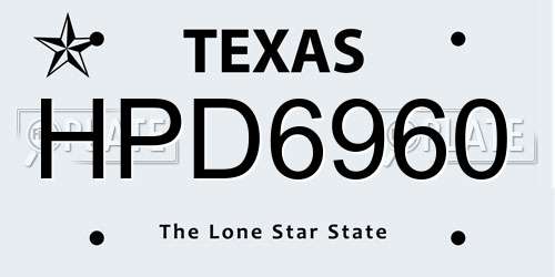 HPD6960 Texas License Plate