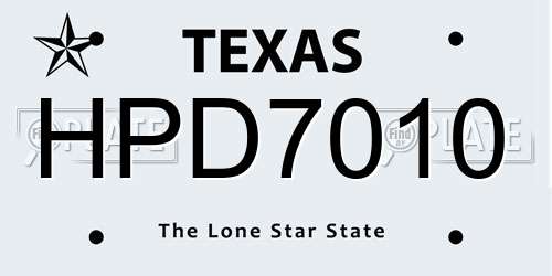 HPD7010 Texas License Plate