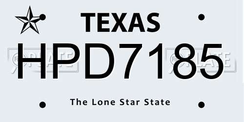 HPD7185 Texas License Plate