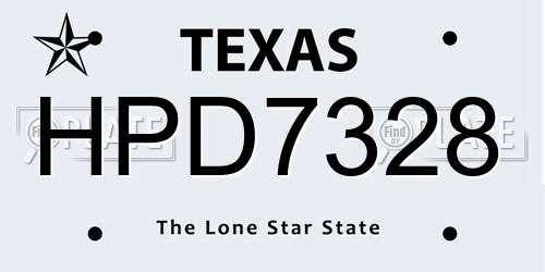 HPD7328 Texas License Plate