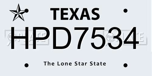 HPD7534 Texas License Plate