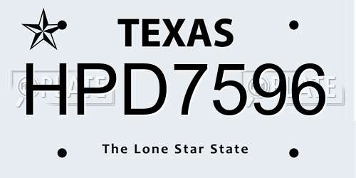 HPD7596 Texas License Plate