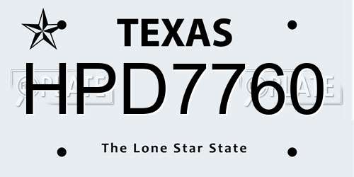 HPD7760 Texas License Plate