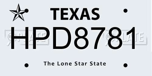HPD8781 Texas License Plate