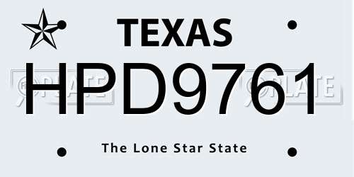 HPD9761 Texas License Plate