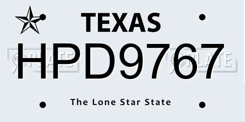 HPD9767 Texas License Plate