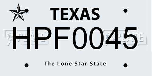 HPF0045 Texas License Plate