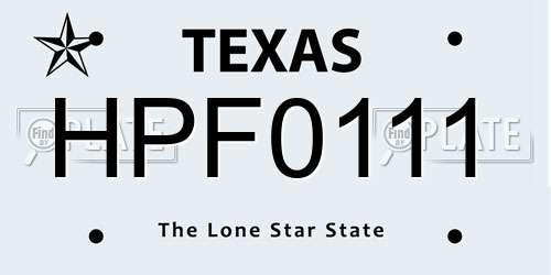 HPF0111 Texas License Plate