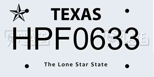 HPF0633 Texas License Plate