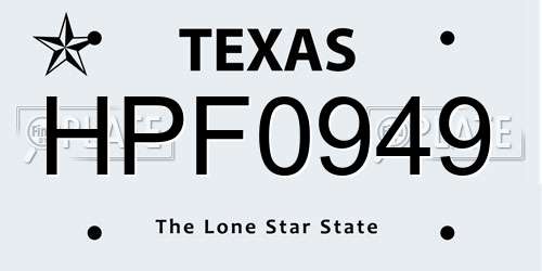 HPF0949 Texas License Plate