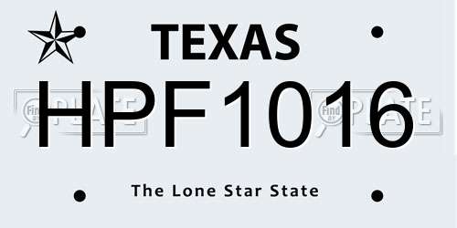 HPF1016 Texas License Plate