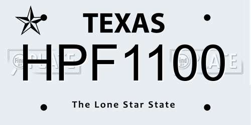 HPF1100 Texas License Plate