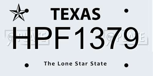 HPF1379 Texas License Plate
