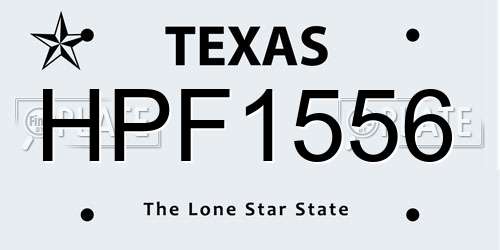 HPF1556 Texas License Plate