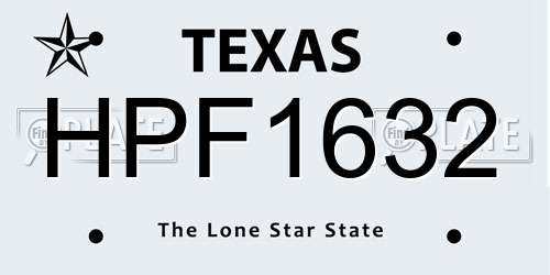 HPF1632 Texas License Plate