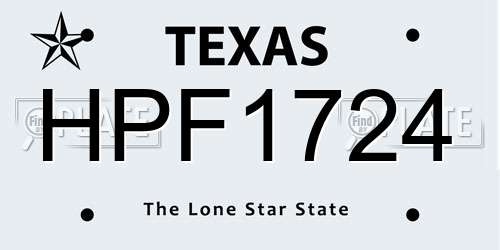 HPF1724 Texas License Plate