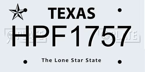 HPF1757 Texas License Plate