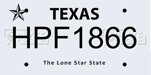 HPF1866 Texas License Plate