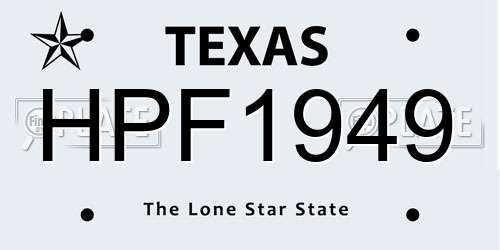 HPF1949 Texas License Plate