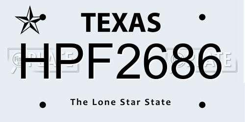 HPF2686 Texas License Plate
