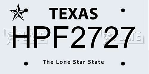 HPF2727 Texas License Plate