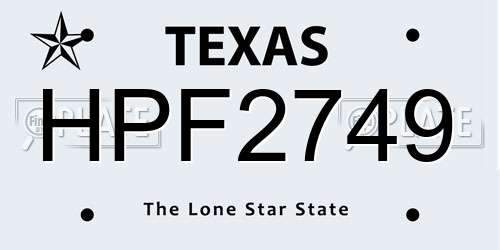 HPF2749 Texas License Plate