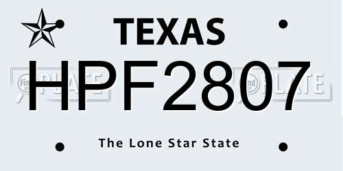 HPF2807 Texas License Plate