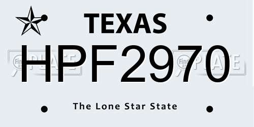 HPF2970 Texas License Plate