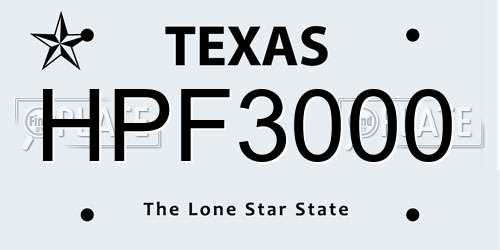 HPF3000 Texas License Plate