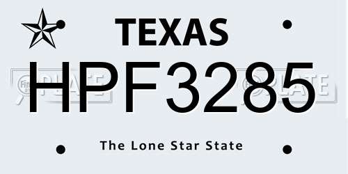 HPF3285 Texas License Plate