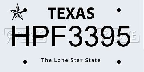 HPF3395 Texas License Plate