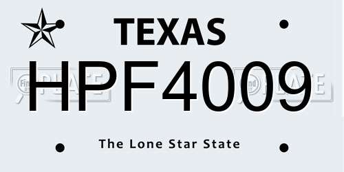 HPF4009 Texas License Plate