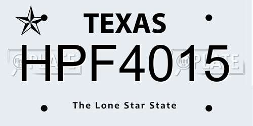 HPF4015 Texas License Plate