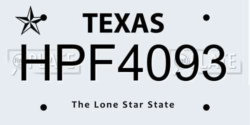 HPF4093 Texas License Plate